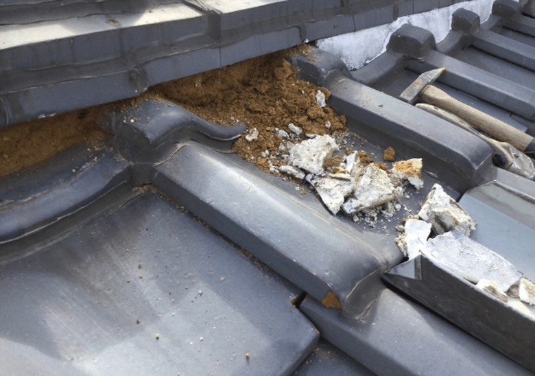 火災保険活用事例7 漆喰の崩れ(台風被害)